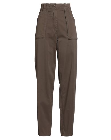 Semicouture Woman Pants Khaki Size 8 Cotton, Elastane In Gray
