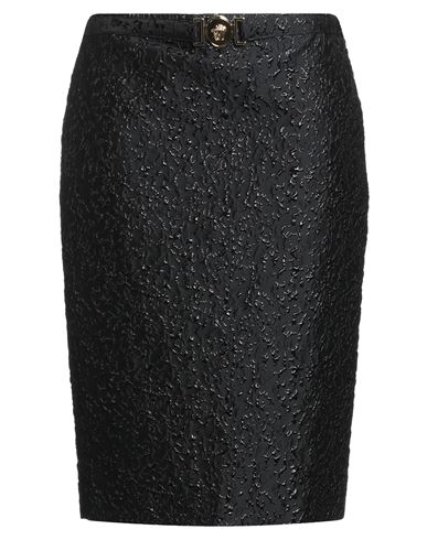 Versace Woman Midi Skirt Black Size 6 Polyester, Metallic Polyester, Silk, Polyamide In Black