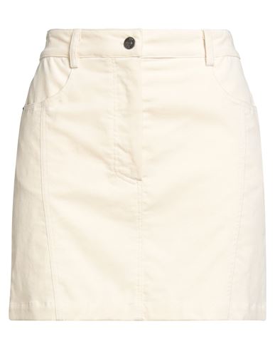 8pm Conscious Woman Mini Skirt Cream Size S Cotton, Elastane In White