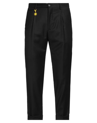 Manuel Ritz Man Pants Black Size 38 Virgin Wool, Elastane In Black