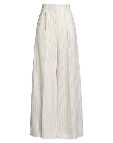 Max Mara Woman Pants Ivory Size 10 Linen, Cotton In White