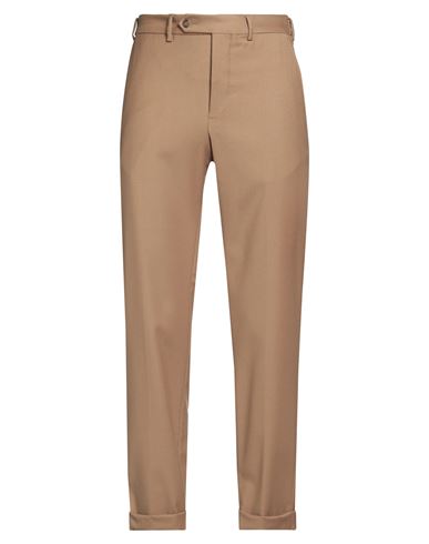 Paoloni Man Pants Camel Size 38 Virgin Wool, Elastane In Brown