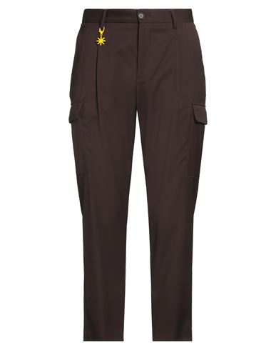Manuel Ritz Man Pants Chocolate Brown Size 40 Wool, Elastane In Brown