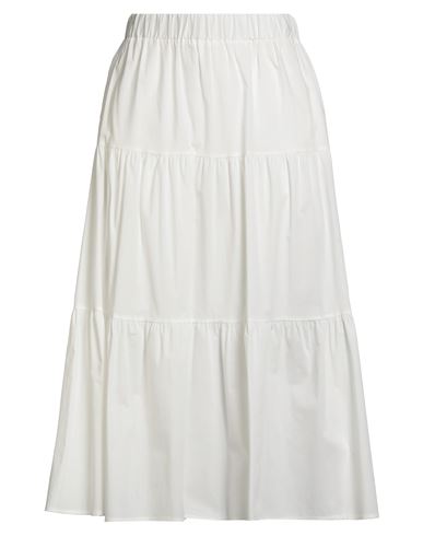 Alpha Studio Woman Midi Skirt White Size 10 Cotton, Elastane In White