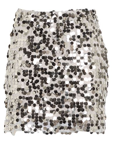 Haveone Woman Mini Skirt Silver Size M Polyester In White