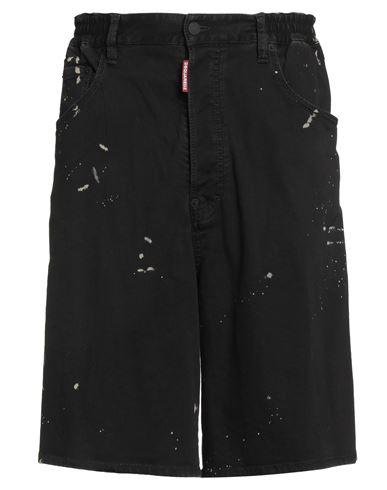Dsquared2 Icon Studded-stripe Denim Shorts In Black