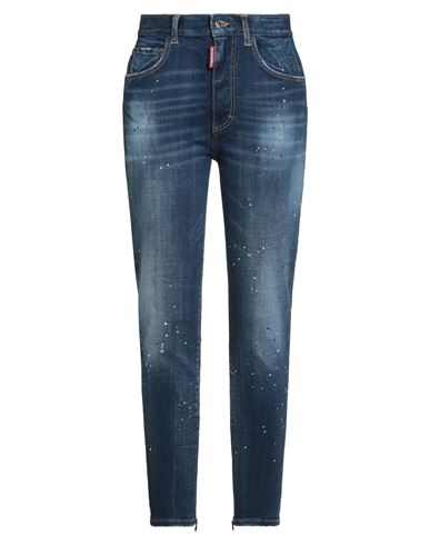 Dsquared2 Woman Jeans Blue Size 8 Cotton, Elastane, Calfskin In Blue
