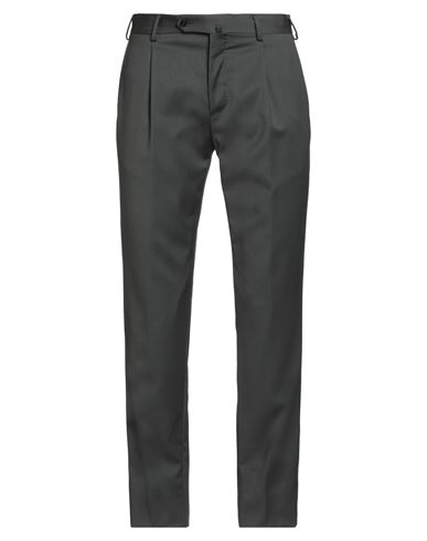 Paoloni Man Pants Dark Green Size 38 Wool, Elastane In Green