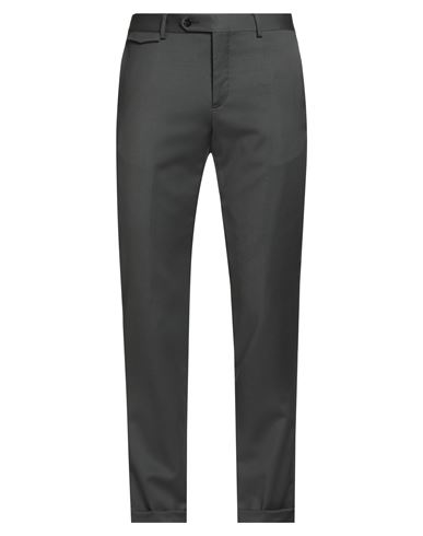 Paoloni Man Pants Dark Green Size 36 Wool, Elastane In Gray