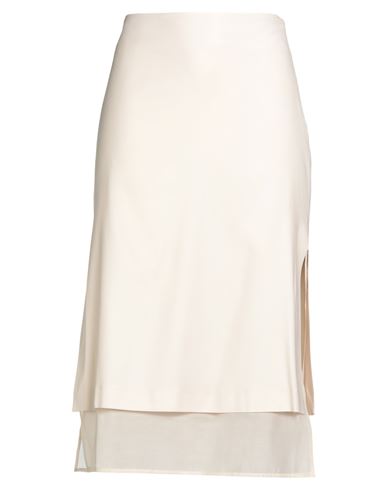 Peserico Woman Midi Skirt Beige Size 6 Cotton, Virgin Wool, Viscose, Silk, Elastane In Multi