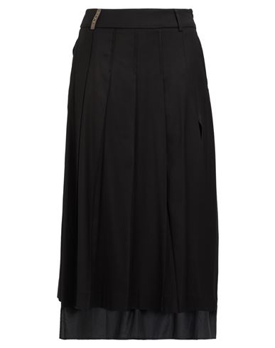 Peserico Woman Midi Skirt Black Size 4 Virgin Wool, Viscose, Elastane, Cotton, Silk In Black