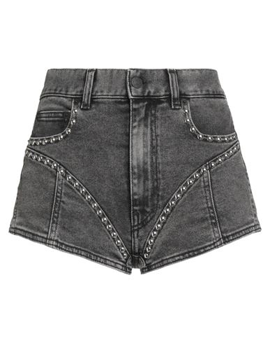 Mugler Woman Denim Shorts Black Size 28 Cotton, Elastic Fibres, Polyamide, Elastane In Animal Print