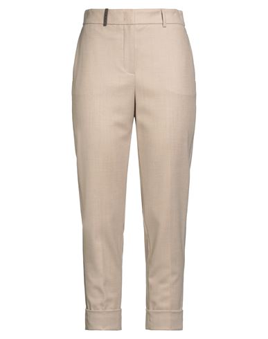 Peserico Woman Pants Sand Size 6 Virgin Wool, Cashmere, Elastane In Neutral