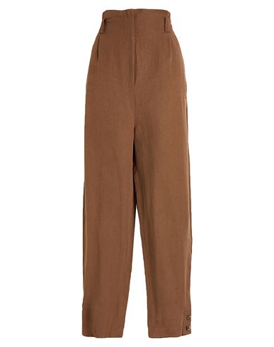 Alberta Ferretti Woman Pants Brown Size 10 Linen, Silk In Brown
