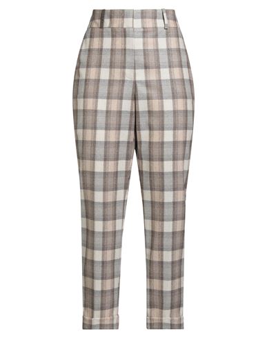Peserico Checked Print Trousers In Neutral
