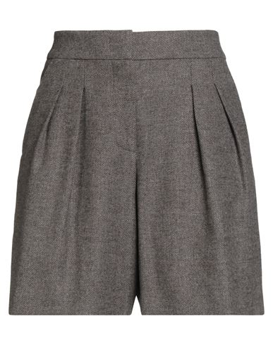 Peserico Easy Woman Shorts & Bermuda Shorts Grey Size 6 Wool, Polyester, Viscose, Polyamide, Elastan In Brown
