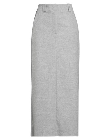 Peserico Woman Maxi Skirt Light Grey Size 8 Wool, Polyester, Viscose, Polyamide, Elastane In Gray