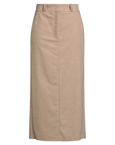Peserico Woman Maxi Skirt Sand Size 6 Wool, Polyester, Viscose, Polyamide, Elastane In Brown