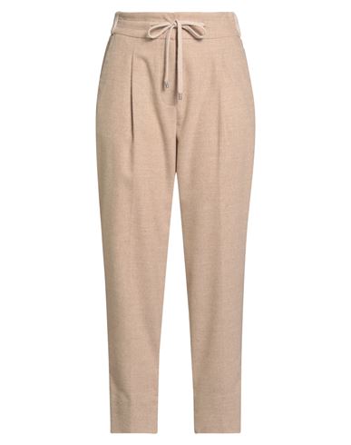 Peserico Woman Pants Sand Size 12 Wool, Polyester, Viscose, Polyamide, Elastane In Neutral
