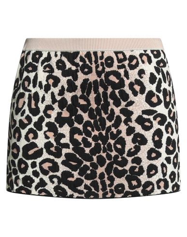 Valentino Garavani Woman Mini Skirt Beige Size M Polyester, Wool In Animal Print