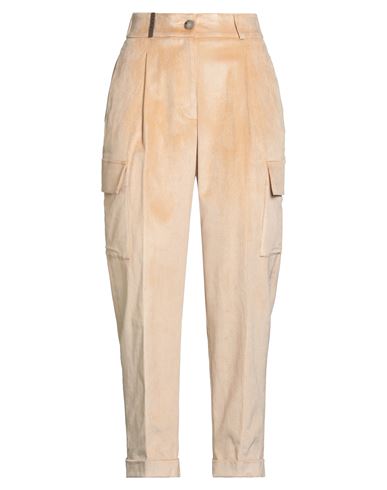 Peserico Woman Pants Apricot Size 6 Cotton, Viscose, Elastane, Leather In Orange