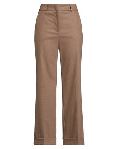 Peserico Woman Pants Sand Size 10 Virgin Wool, Cashmere, Elastane In Brown