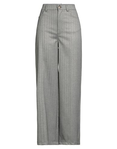 Motel Woman Pants Grey Size S Polyester, Viscose, Elastic Fibres, Metallic Fiber In Gray