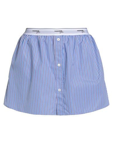 Hommegirls Woman Mini Skirt Slate Blue Size L Cotton In Blue