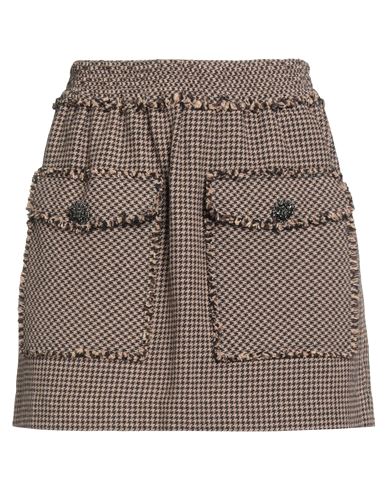 8pm Conscious Woman Mini Skirt Camel Size S Recycled Cotton, Cotton, Acrylic In Brown