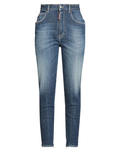 Dsquared2 Woman Jeans Blue Size 10 Cotton, Polyester, Elastane, Calfskin In Blue