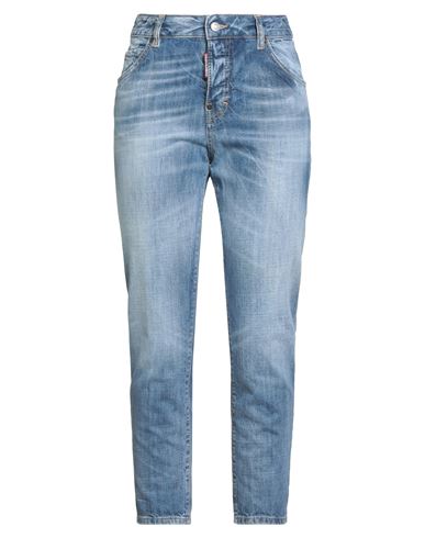 Dsquared2 Woman Jeans Blue Size 8 Cotton, Calfskin In Blue