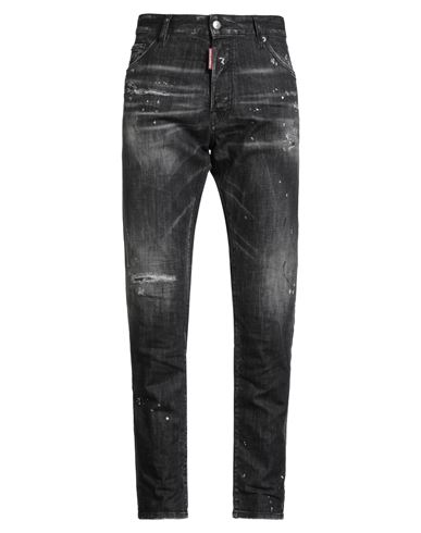 Dsquared2 Black Cotton Jeans With White Paint Splatters In Black