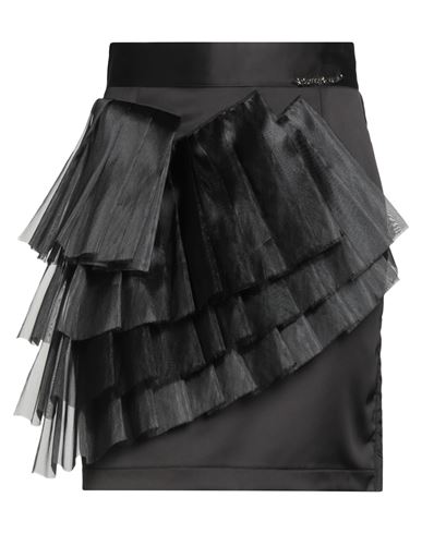 Odi Et Amo Woman Mini Skirt Black Size 8 Polyester, Lycra