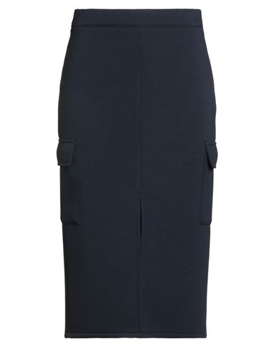Kontatto Woman Midi Skirt Navy Size 8 Polyester, Viscose, Polyurethane, Elastane In Blue