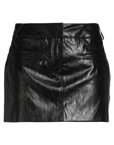 Federica Tosi Woman Mini Skirt Black Size 8 Polyurethane, Viscose, Polyester, Cotton, Metal In Black