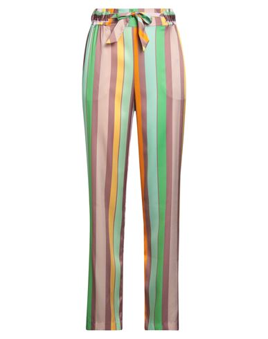 Herzensangelegenheit Woman Pants Light Green Size 12 Silk, Elastane In Multi