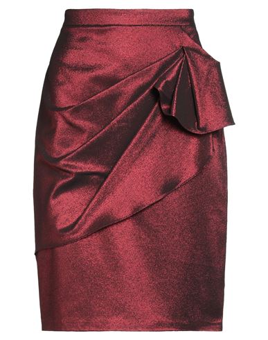 Alessia Santi Woman Midi Skirt Brick Size 8 Polyester, Metallic Fiber, Elastane In Red