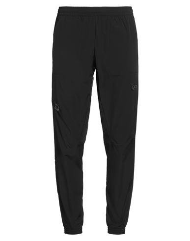 Ea7 Man Pants Black Size Xxl Polyester, Elastomultiester In Black