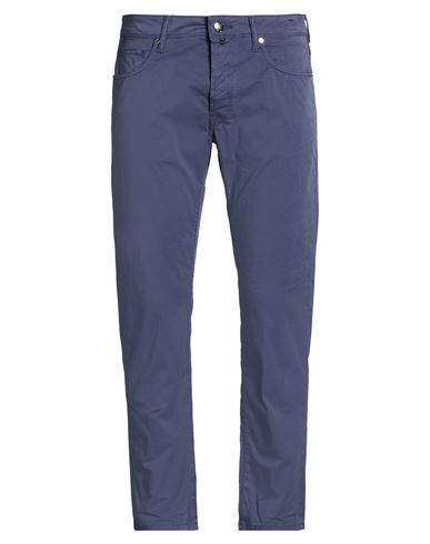 Incotex Man Pants Purple Size 34 Cotton, Elastane In Blue