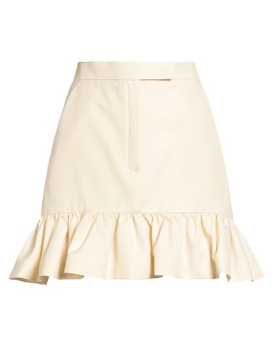 Rochas Woman Mini Skirt Ivory Size 4 Cotton, Virgin Wool In Neutral