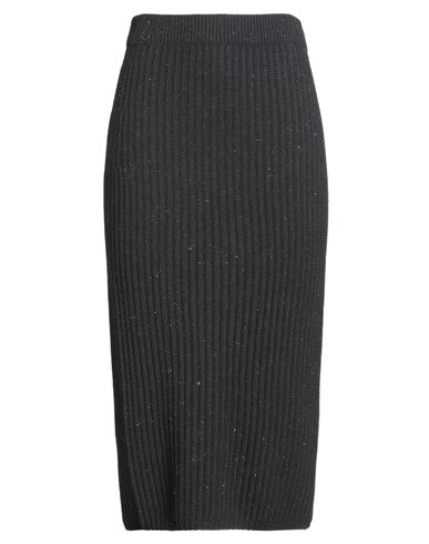 Peserico Woman Midi Skirt Charcoal Size 14 Virgin Wool, Silk, Viscose, Cashmere, Polyester In Gray