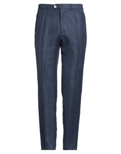 Eleventy Man Pants Blue Size 44 Linen, Wool, Silk In Blue