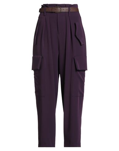 Tensione In Woman Pants Dark Purple Size S Polyester, Viscose, Elastane In Purple