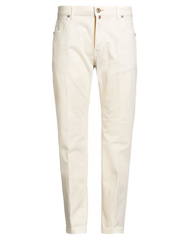 Take-two Upgrade Denim Man Jeans Cream Size 40 Cotton, Elastane In Animal Print