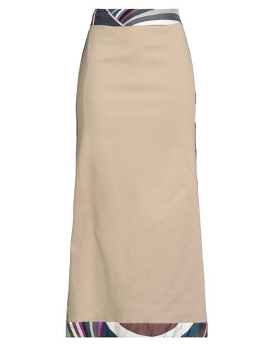 Pucci Woman Maxi Skirt Taupe Size 12 Cotton, Elastane In Neutral