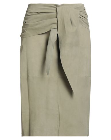 Pinko Woman Midi Skirt Sage Green Size 8 Goat Skin In Green