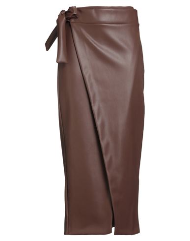 Souvenir Woman Midi Skirt Chocolate Brown Size M Polyurethane, Polyester In Brown