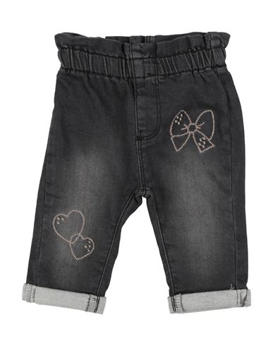 Ido Newborn Girl Jeans Charcoal Size 1 Cotton, Elastane In Black
