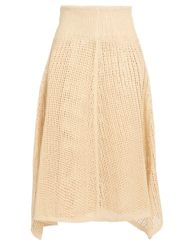 Rochas Woman Midi Skirt Beige Size S Linen, Polyurethane, Cotton, Polyester In Neutral