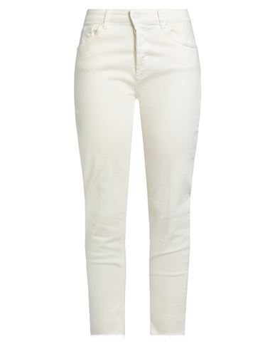 Vicolo Denim Couture Woman Pants Ivory Size L Cotton, Elastomultiester, Elastane In White
